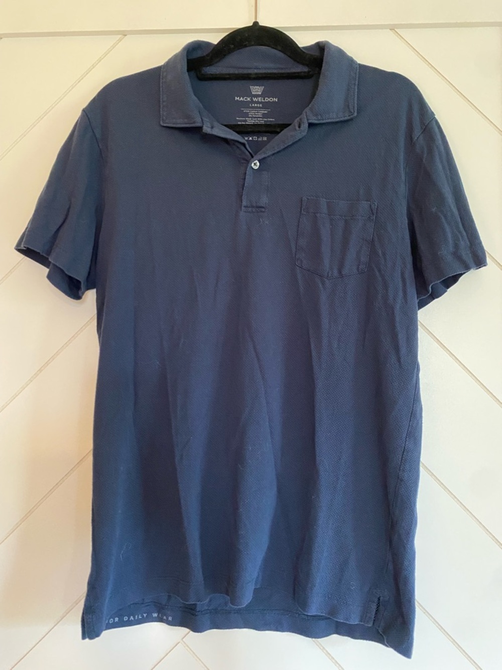 Mack Weldon Blue Short-Sleeve Vesper Polo with Chest Pocket